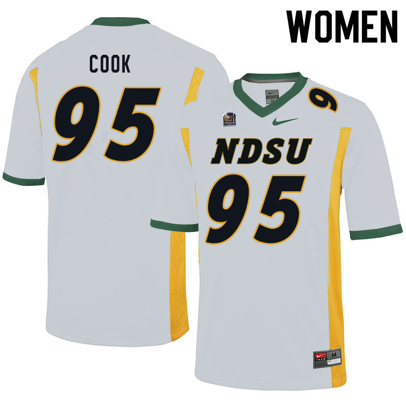 Women #95 Brendan Cook North Dakota State Bison College Football Jerseys Sale-White - Click Image to Close